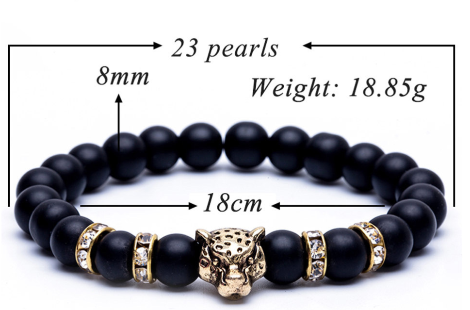 Leopard Natural Stone Lava Stone Bead Bracelet