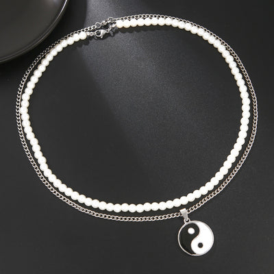 Double-layer Pearl Stainless Steel Necklace