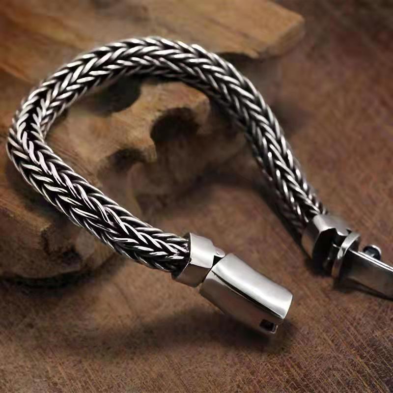 Hemp Rope Domineering Silver Bracelet