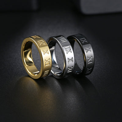 Roman Digital Ring Titanium Steel