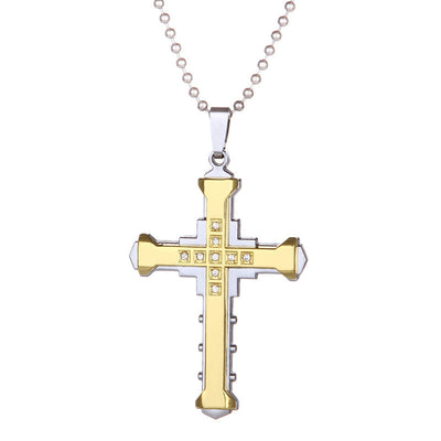 Vino Rhinestoned Cross Pendant Necklace