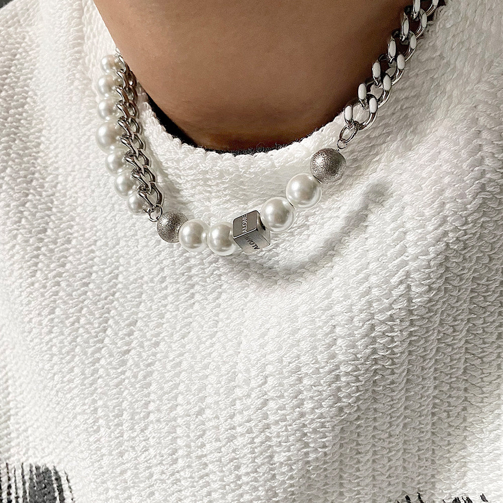 Pearl Necklace Men's And Women's Double Layer