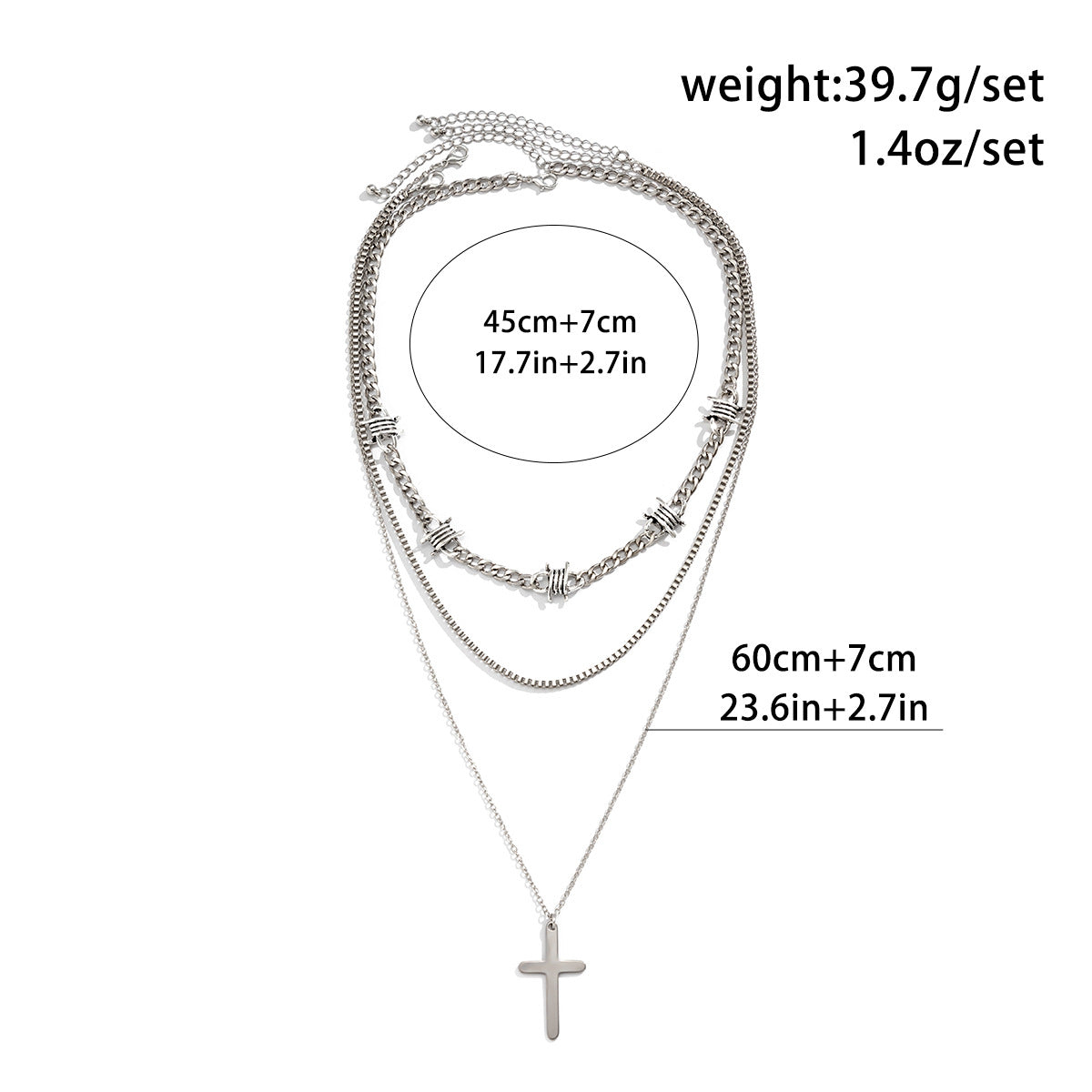 Pearl Cross Necklace For Men With Three Layered Wearing High Grade