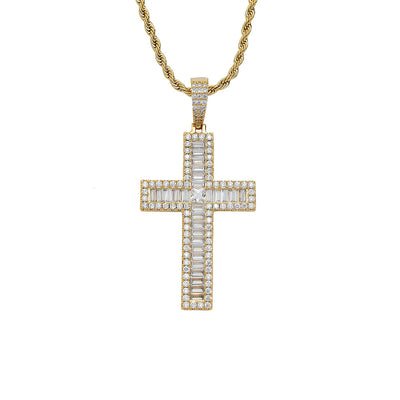 Roldan Zircon Cross Pendant Necklace