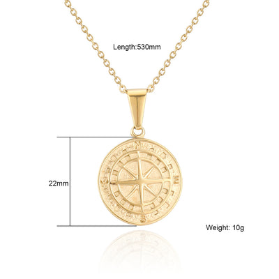 Stainless Steel Compass Pendant Necklace