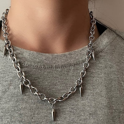 Titanium Steel Tassel Rivet Necklace For Men And Women