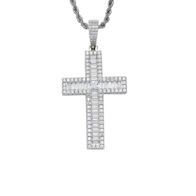 Roldan Zircon Cross Pendant Necklace